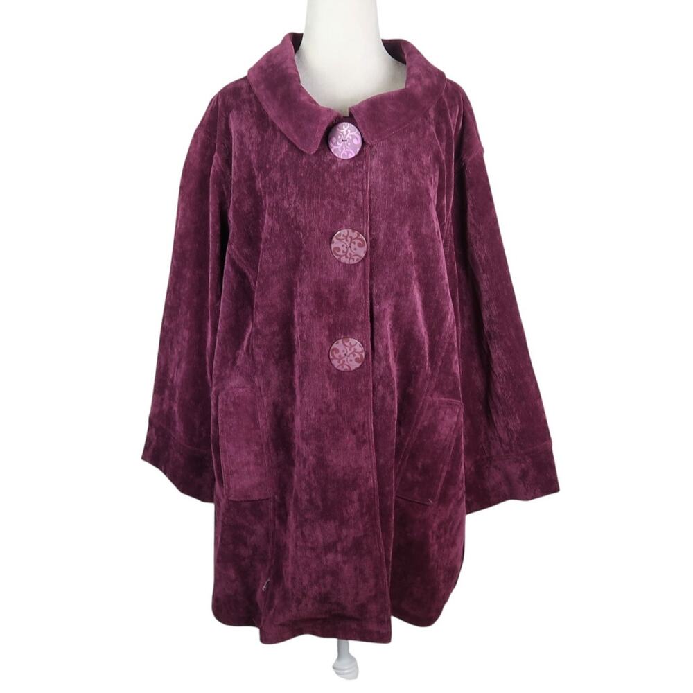 Vintage Y2K Live A Little Plum Purple Corduroy Swing Jacket 2X